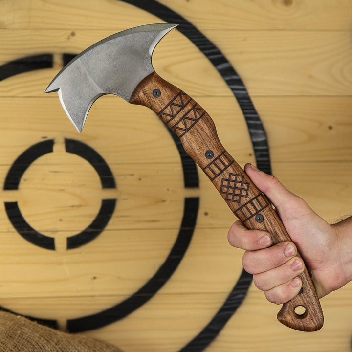 AncientSmithy Hand forged tomahawk "Tarakon" with tribal engraving