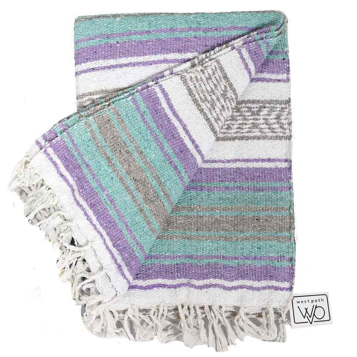 West Path Seafoam Green & Pastel Purple Mexican Falsa Blanket