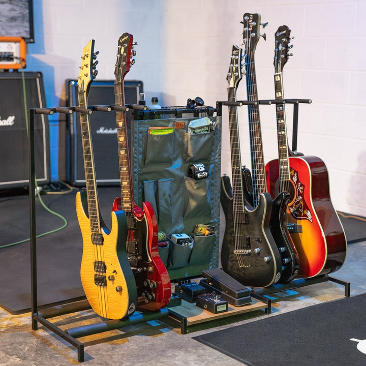 The Headliner 10-Slot Guitar Rack with Accessories Storage