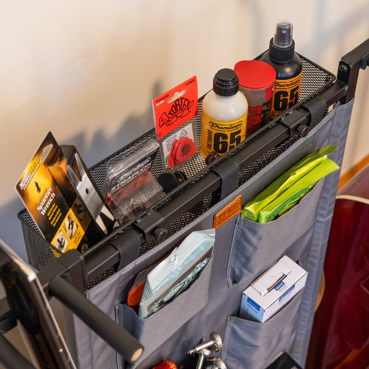 The Headliner 10-Slot Guitar Rack with Accessories Storage