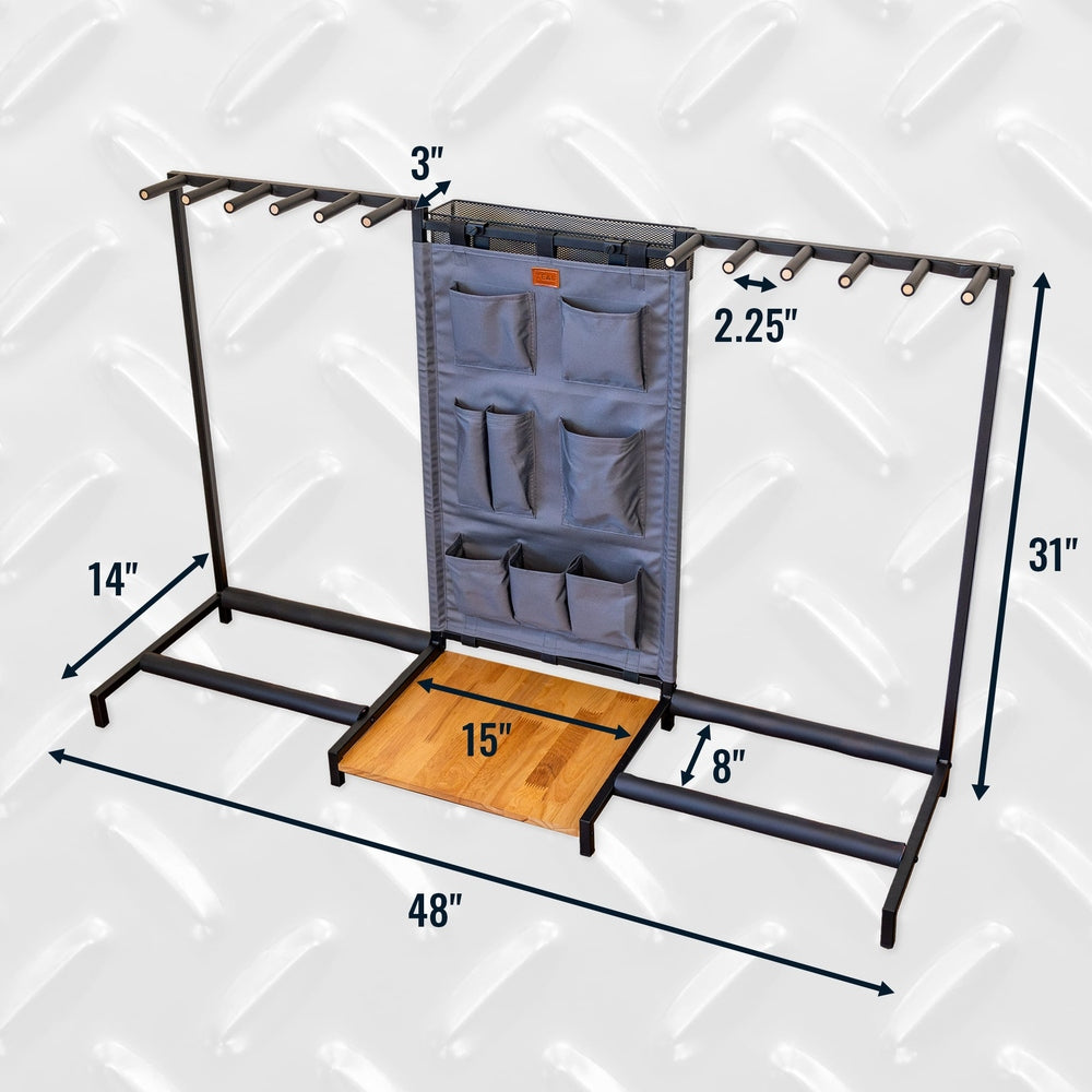 The Headliner 10-Slot Guitar Rack with Accessories Storage
