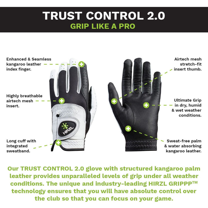 HIRZL Trust Control 2.0 - Golf Gloves - White / Black