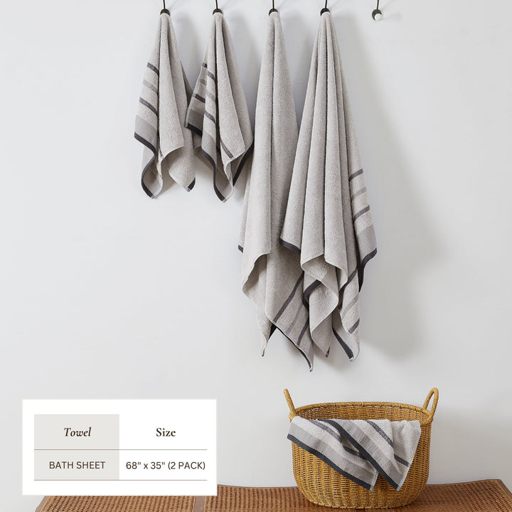 Cotton Stripe Bath Towel Set - Noelle Collection