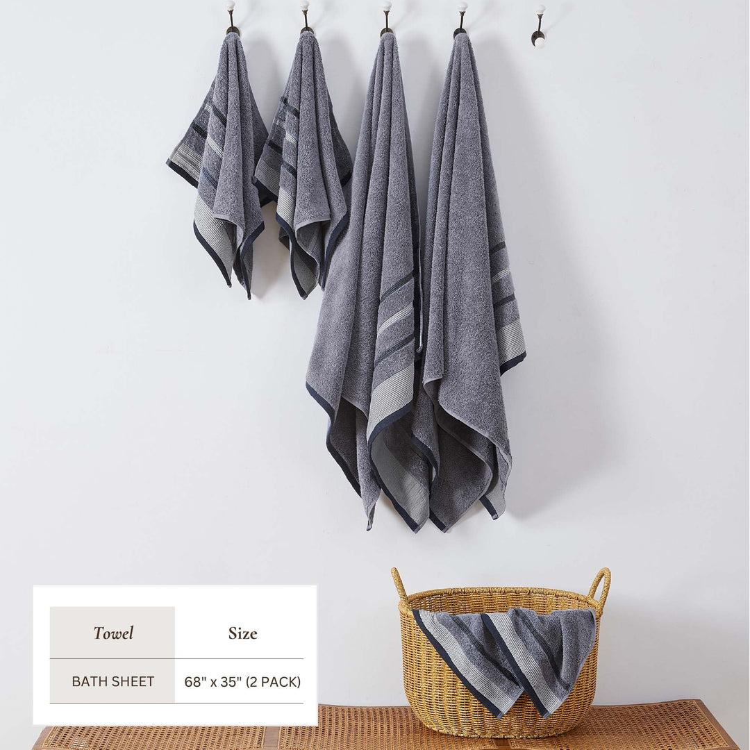 Cotton Stripe Bath Towel Set - Noelle Collection