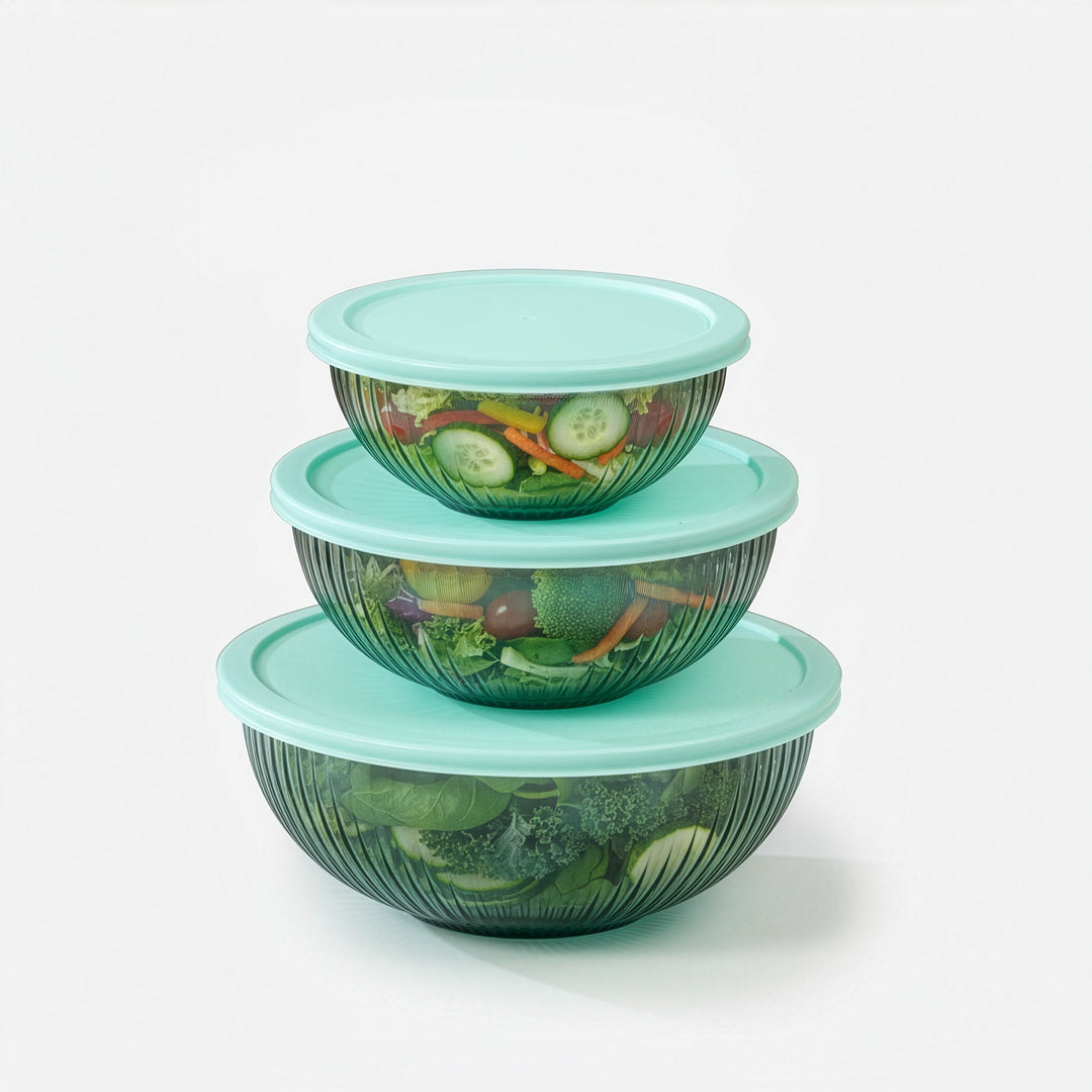 Borosilicate Glass Mixing Bowl Set - Diamond Blue