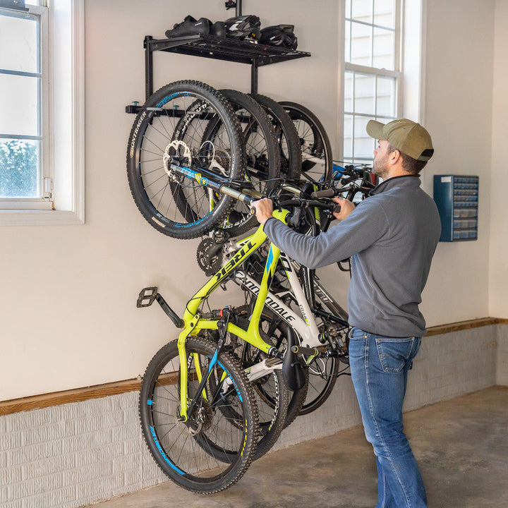 StoreYourBoard G-Bike + Shelf | Adjustable Wall Storage System | Holds 5 Bikes