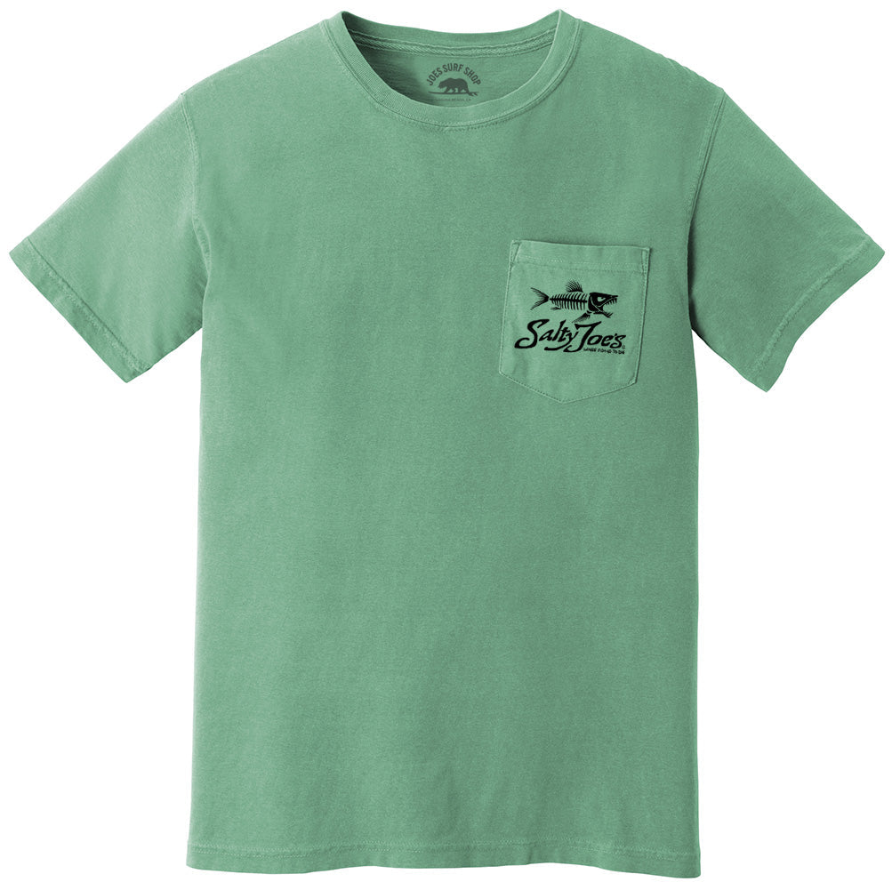 Salty Joe's Skeleton Fish Garment-Dyed Pocket Tee