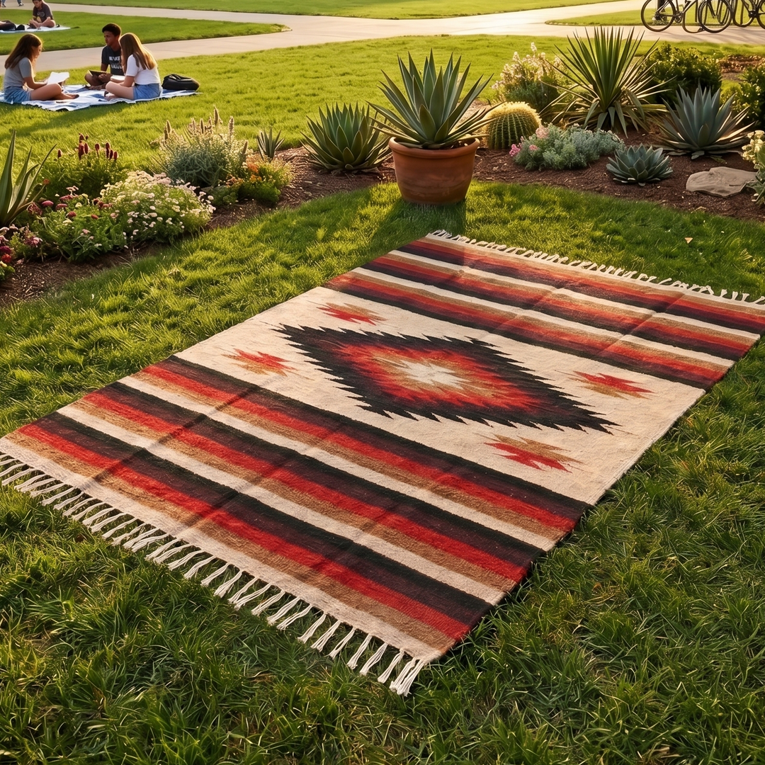 West Path Tan Mexican Diamond Yoga Blanket