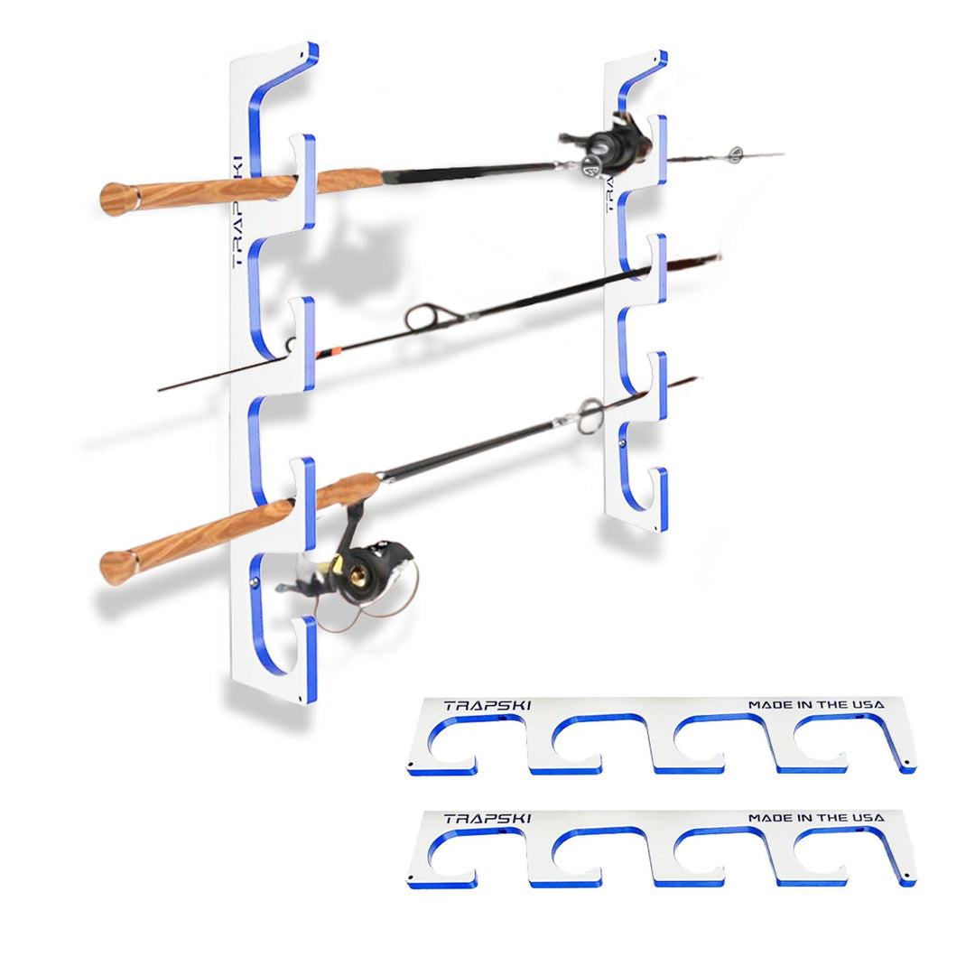 TRAPSKI Premium Fishing Rod/Pole Holder Rack Organizers | Wall or Ceiling or Boat Mounted Fishing Rod Rack | Durable Marine Grade HDPE Plastic | Stackable Storage