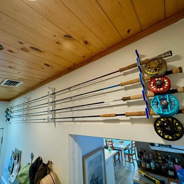 TRAPSKI Premium Fishing Rod/Pole Holder Rack Organizers | Wall or Ceiling or Boat Mounted Fishing Rod Rack | Durable Marine Grade HDPE Plastic | Stackable Storage