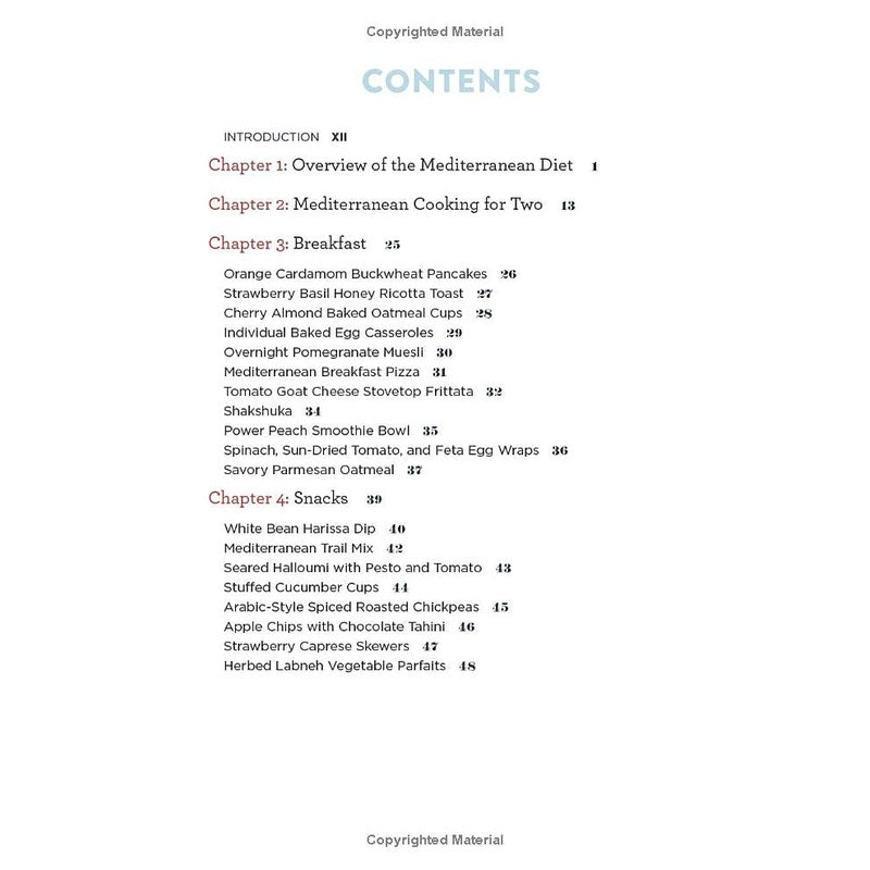 The Mediterranean Diet Cookbook for Two: 100 Perfectly Portioned Recipes for Healthy Eating Spiral Bound