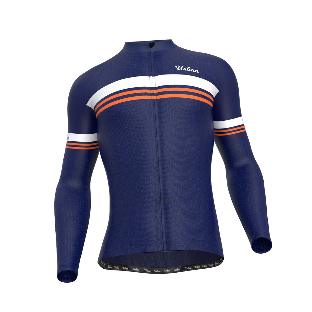 Urban Cycling Men's Classic Blue Long Sleeve Jerseys / Bib Tights