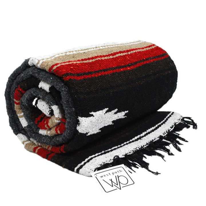West Path Charcoal Retro Diamond Mexican Blanket