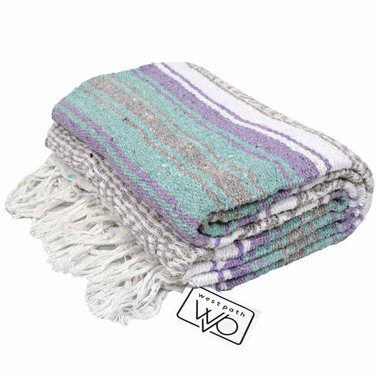 West Path Seafoam Green & Pastel Purple Mexican Falsa Blanket