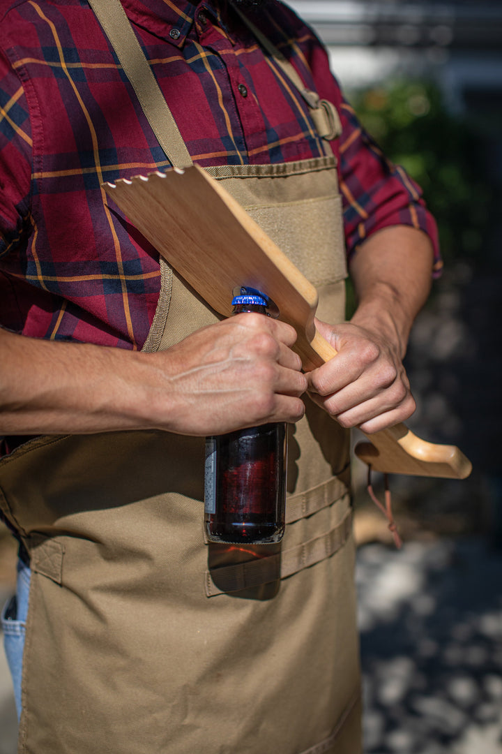 Picnic Time Hardwood BBQ Grill Scraper with Bottle Opener