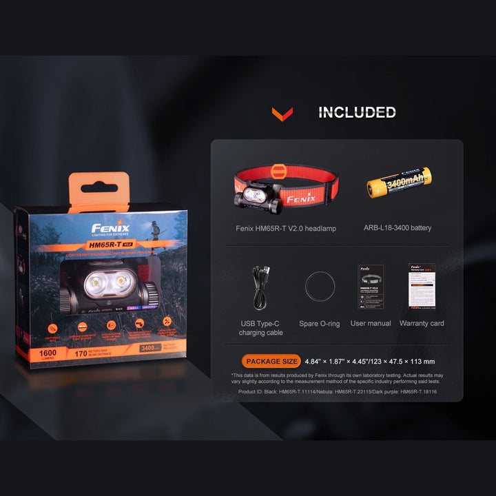 Fenix HM65R-T V2 Rechargeable Lightweight Trail Running Headlamp