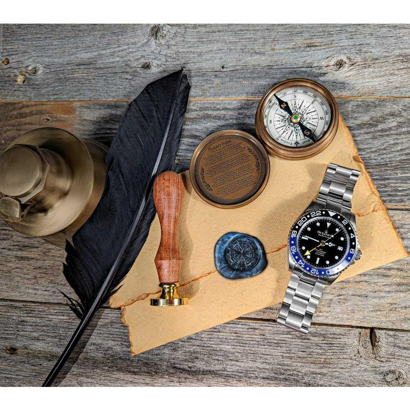 Oceaneva Men's GMT TITANIUM Automatic Deep Marine Explorer 1250M Black Ceramic Bezel Watch