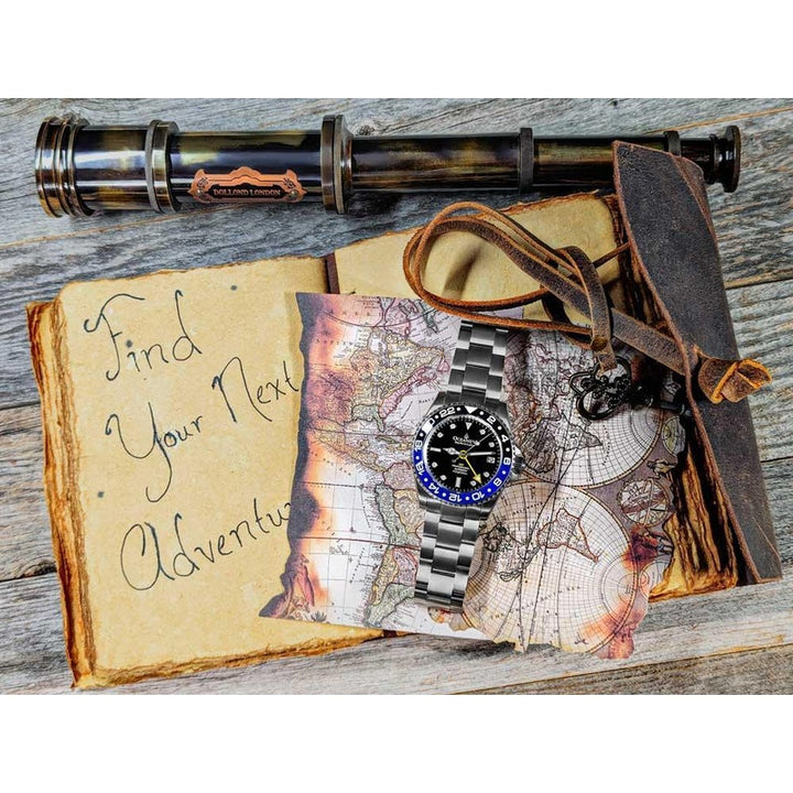 Oceaneva Men's GMT TITANIUM Automatic Deep Marine Explorer 1250M Black Ceramic Bezel Watch