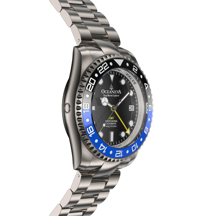 Oceaneva Men's GMT TITANIUM Automatic Deep Marine Explorer 1250M Black Ceramic Bezel Watch