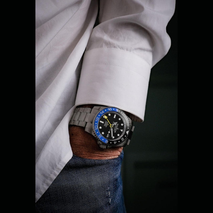 Oceaneva Men's GMT TITANIUM Automatic Deep Marine Explorer 1250M Black Ceramic Bezel Watch