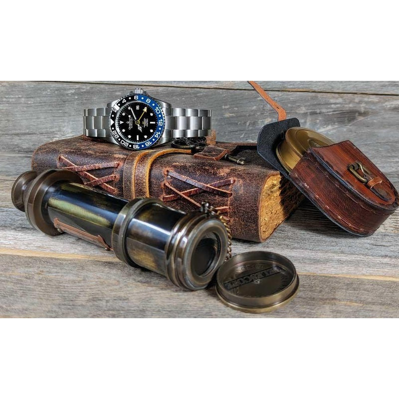 Oceaneva Men's GMT TITANIUM Automatic Deep Marine Explorer 1250M Black Ceramic Bezel Watch