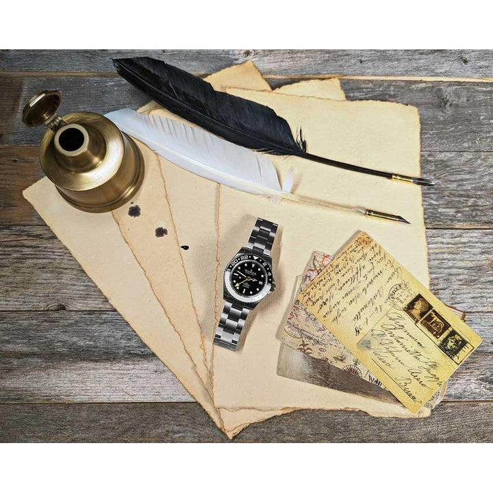 Oceaneva Men's GMT TITANIUM Automatic Deep Marine Explorer 1250M Black & White Ceramic Bezel Watch