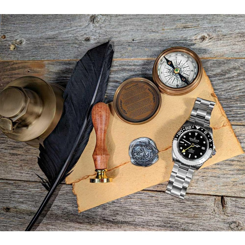 Oceaneva Men's GMT TITANIUM Automatic Deep Marine Explorer 1250M Black & White Ceramic Bezel Watch