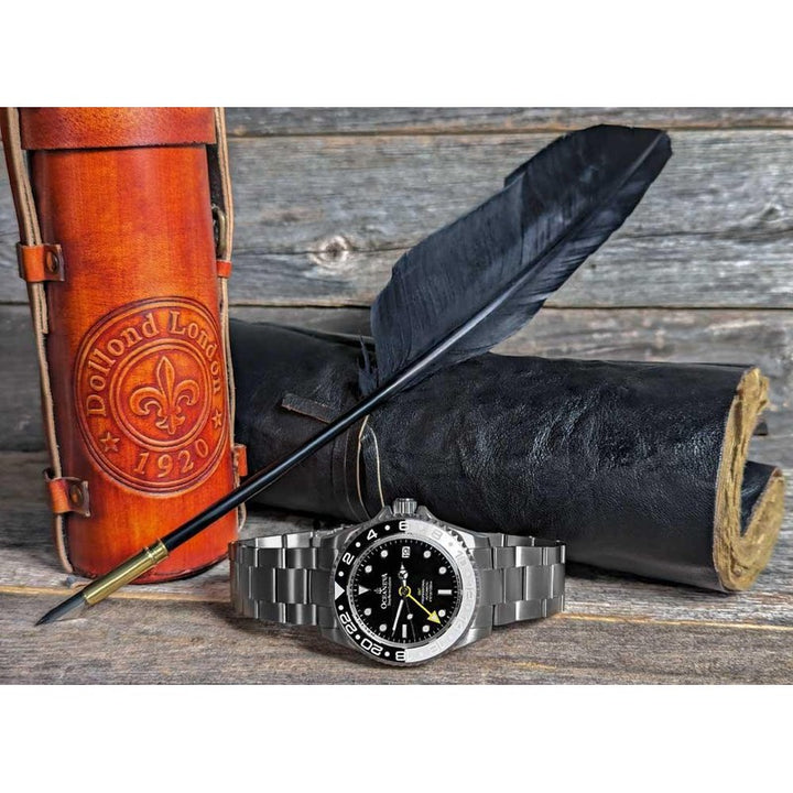 Oceaneva Men's GMT TITANIUM Automatic Deep Marine Explorer 1250M Black & White Ceramic Bezel Watch