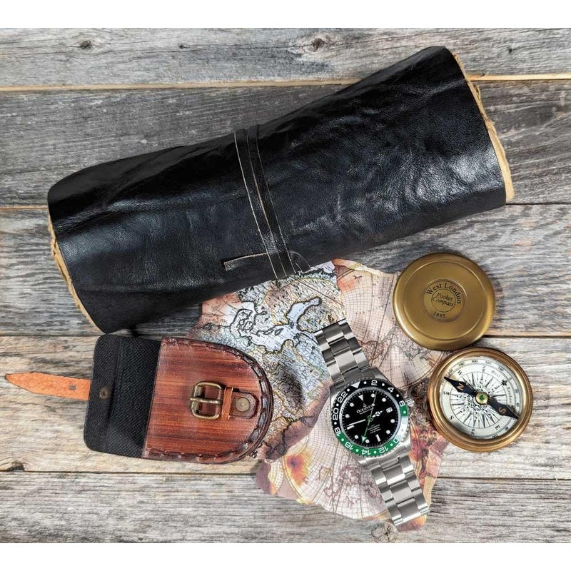 Oceaneva Men's GMT TITANIUM Automatic Deep Marine Explorer 1250M Black Green Bezel Watch