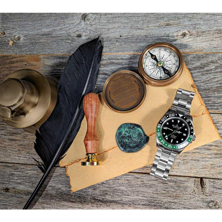 Oceaneva Men's GMT TITANIUM Automatic Deep Marine Explorer 1250M Black Green Bezel Watch