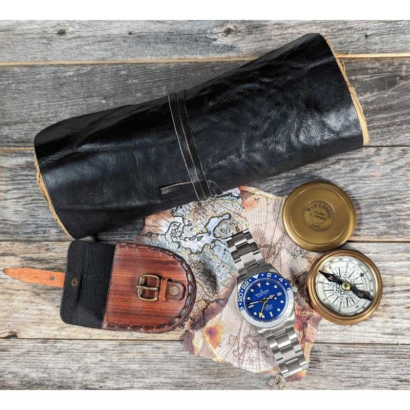 Oceaneva Men's GMT TITANIUM Automatic Deep Marine Explorer 1250M Blue & White Ceramic Bezel Watch