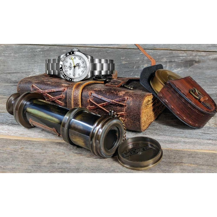 Oceaneva Men's GMT TITANIUM Automatic Deep Marine Explorer 1250M White & Black Ceramic Bezel Watch