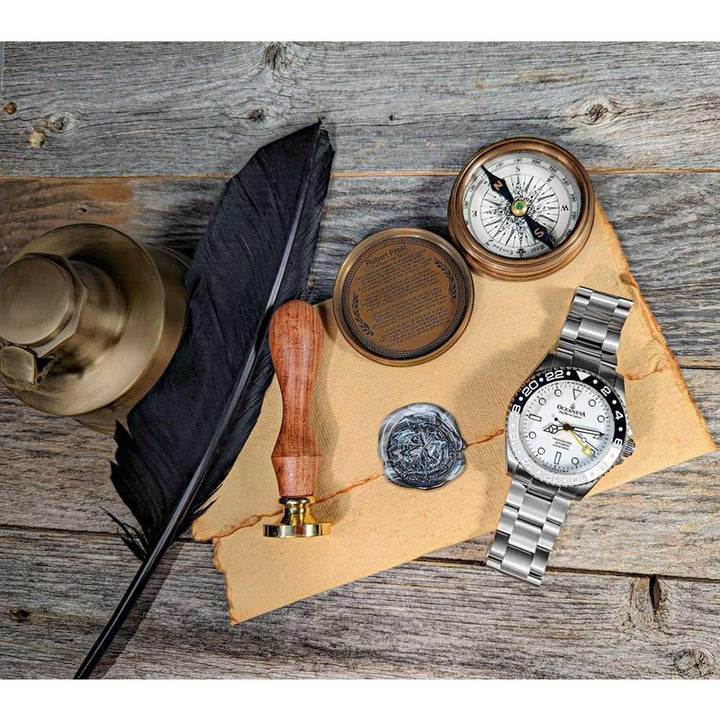 Oceaneva Men's GMT TITANIUM Automatic Deep Marine Explorer 1250M White & Black Ceramic Bezel Watch