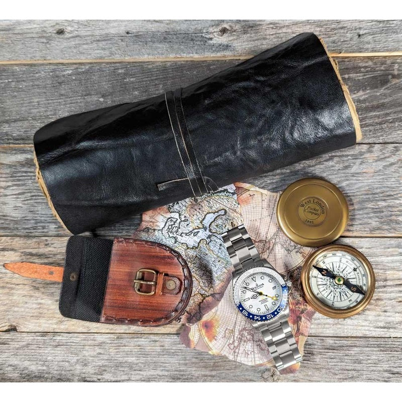 Oceaneva Men's GMT TITANIUM Automatic Deep Marine Explorer 1250M White & Blue Ceramic Bezel Watch