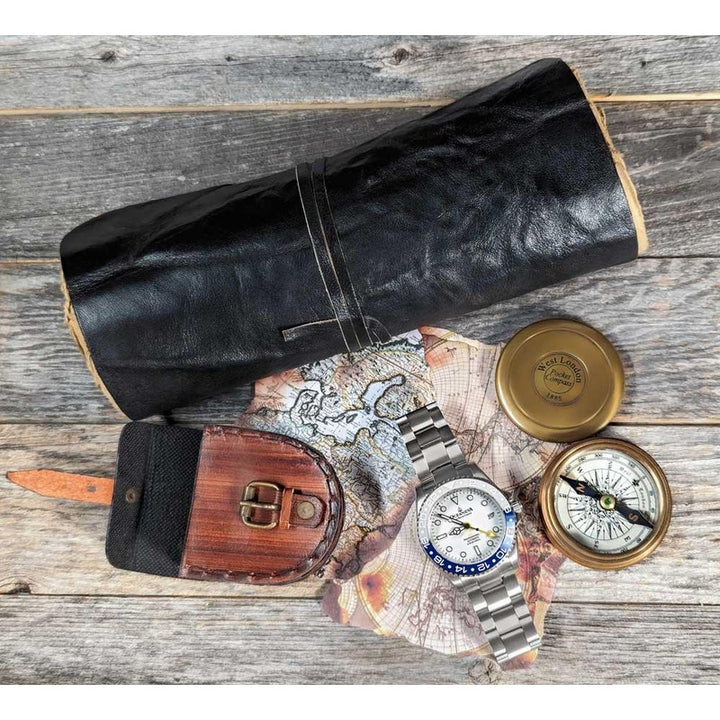 Oceaneva Men's GMT TITANIUM Automatic Deep Marine Explorer 1250M White & Blue Ceramic Bezel Watch