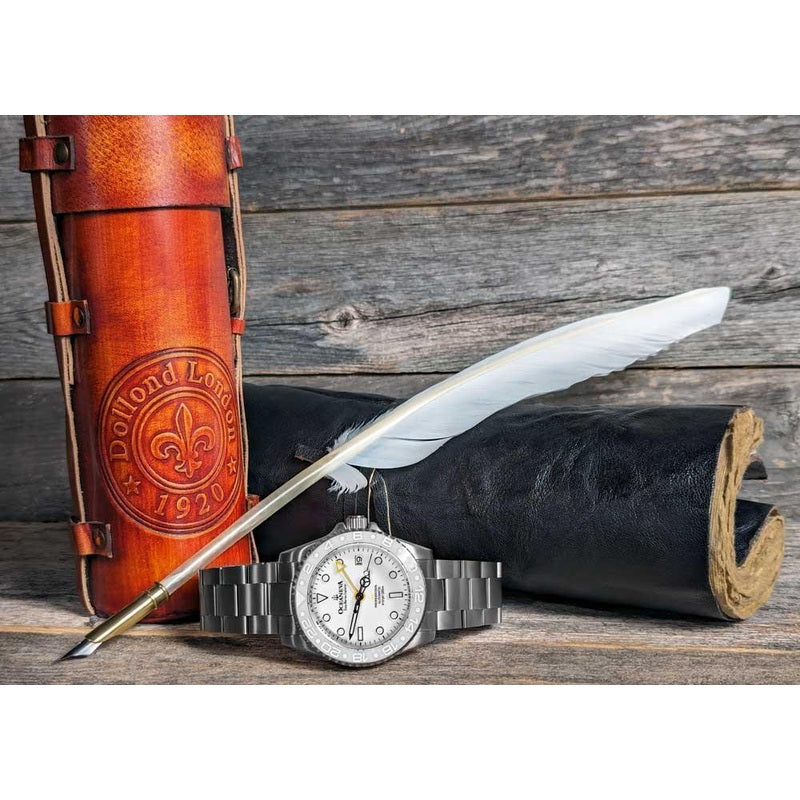 Oceaneva Men's GMT TITANIUM Automatic Deep Marine Explorer 1250M White Ceramic Bezel Watch