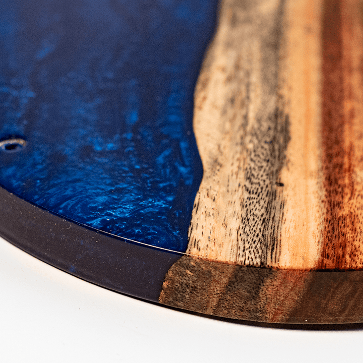 One of a Kind Blue Pearl Epoxy Resin Live-Edge Wood Hook and Ring Toss Game