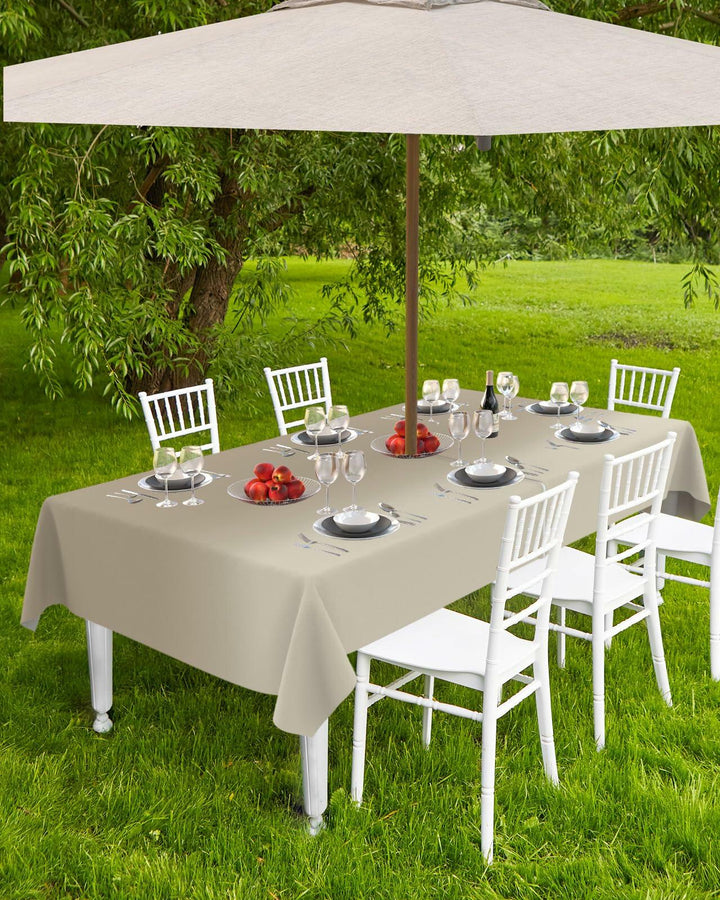 Outdoor Tablecloth Khaki Ombre Rectangle 60x84 with Umbrella Hole Zipper
