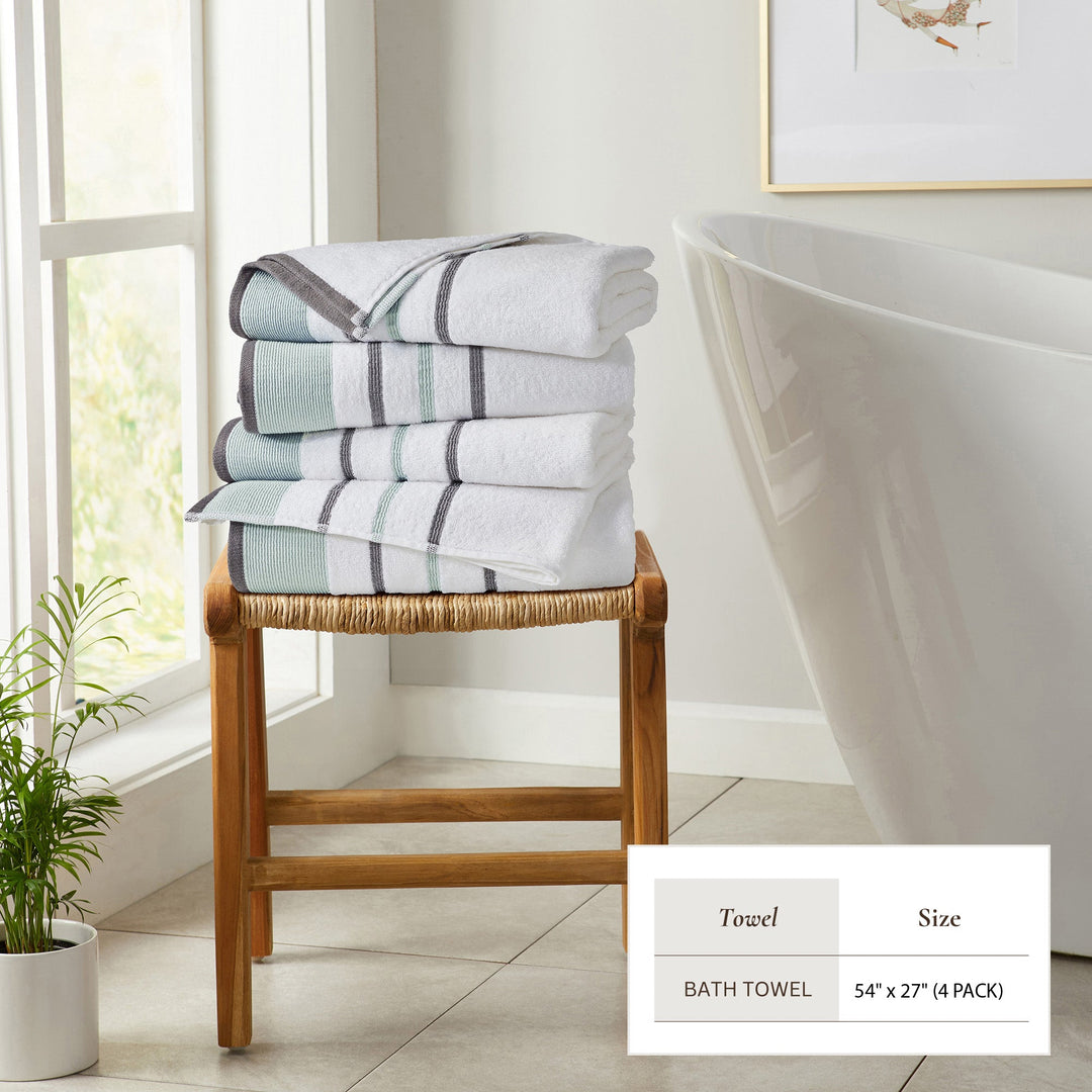 Cotton Stripe Bath Towel Set - Noelle Collection