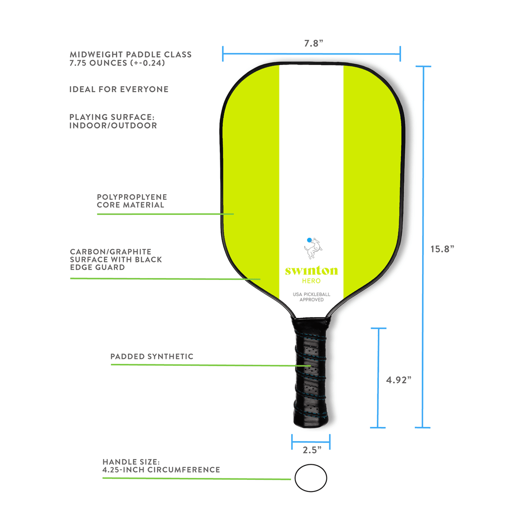 Swinton Pickleball Hero Green Stripe Pickleball Paddle