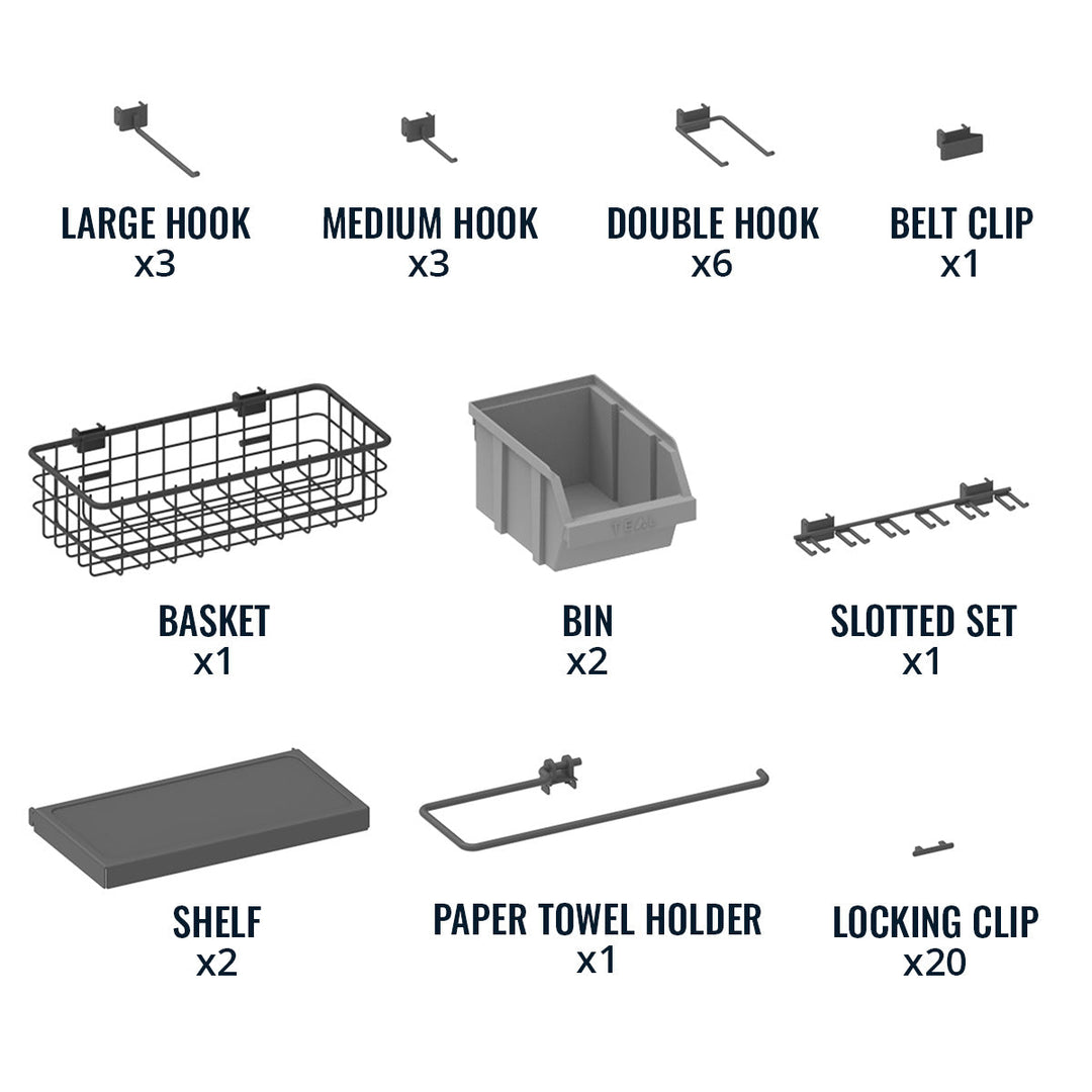 51" x 32" Pegboard Tool Organizer with Attachments