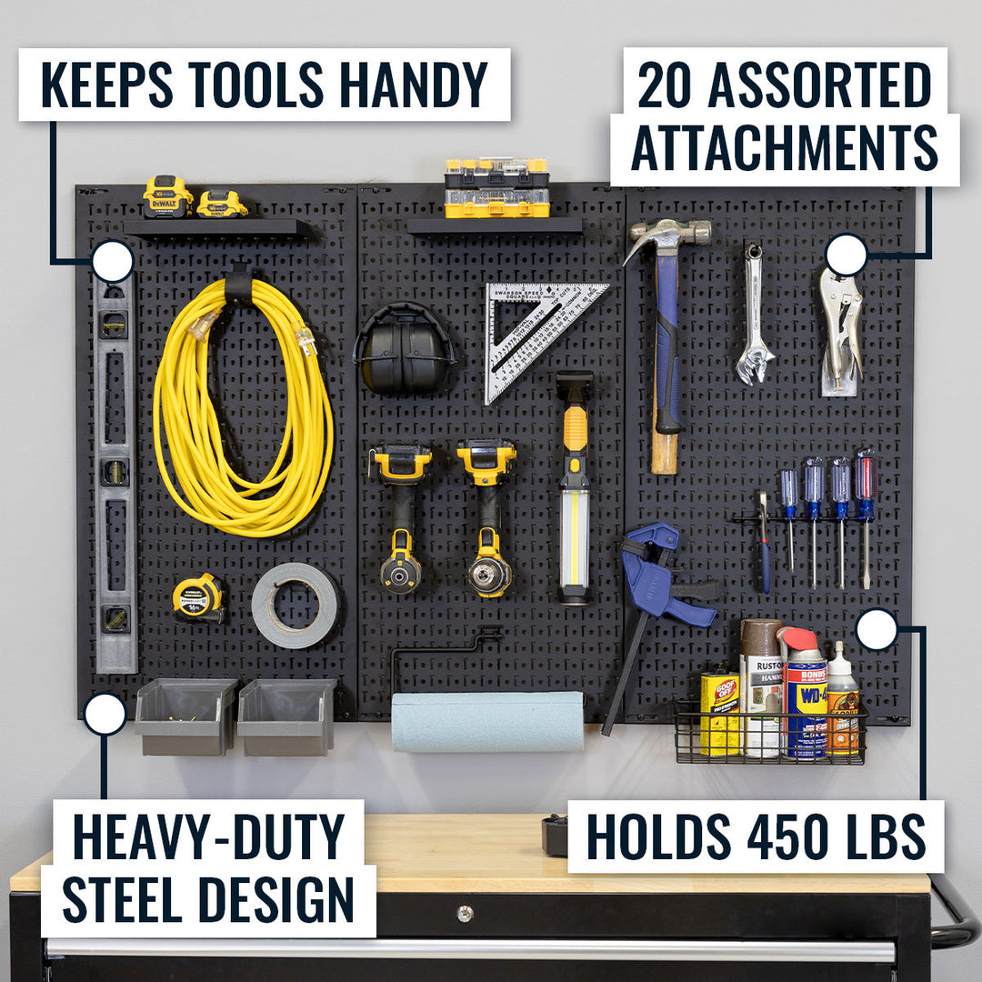 51" x 32" Pegboard Tool Organizer with Attachments