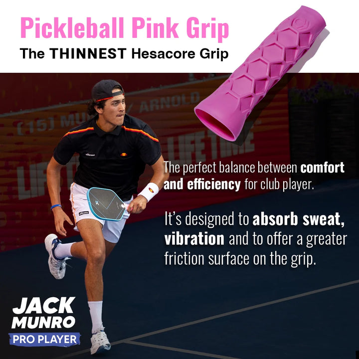 Hesacore Pickleball Grip - 5.25 Inches Long - Regular Soft Feel - Pink