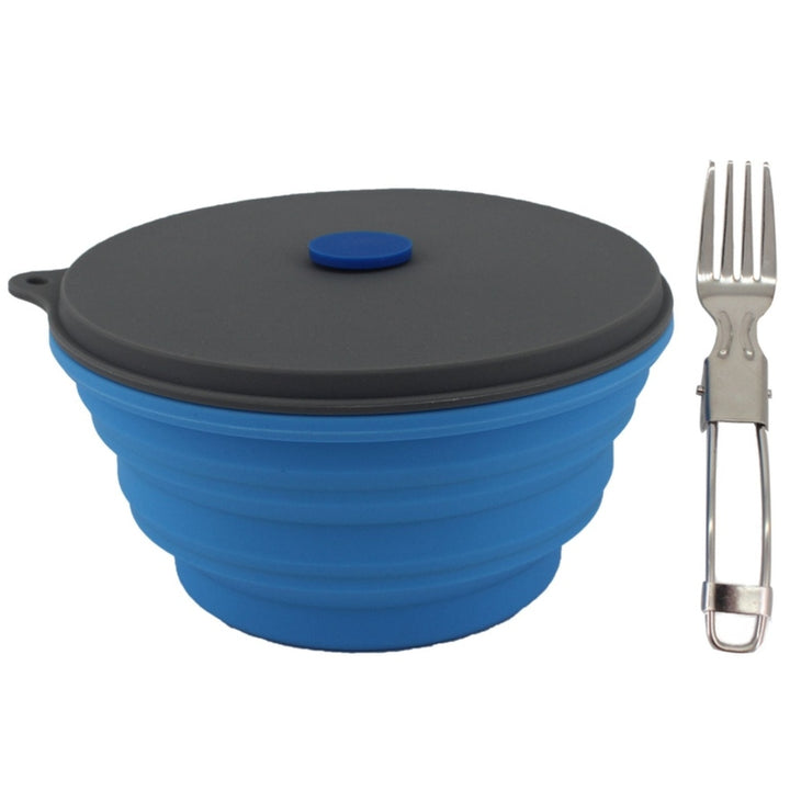 Mr. Peanut's 30oz Collapsible Silicone Camping Bowl with Lid & Foldable Fork