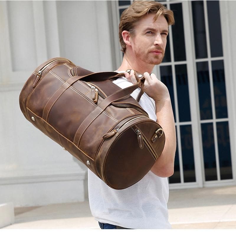 The Wainwright Weekender | Round Vintage Leather Weekender