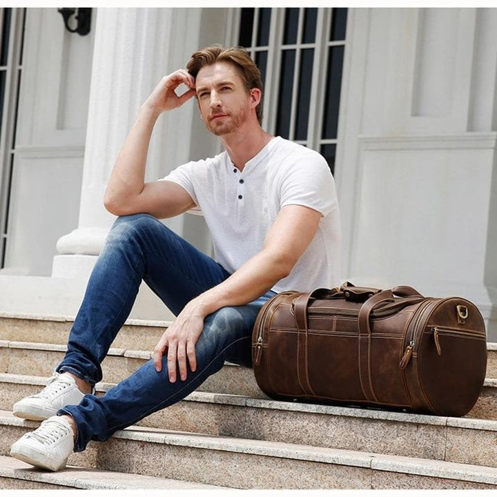 The Wainwright Weekender | Round Vintage Leather Weekender