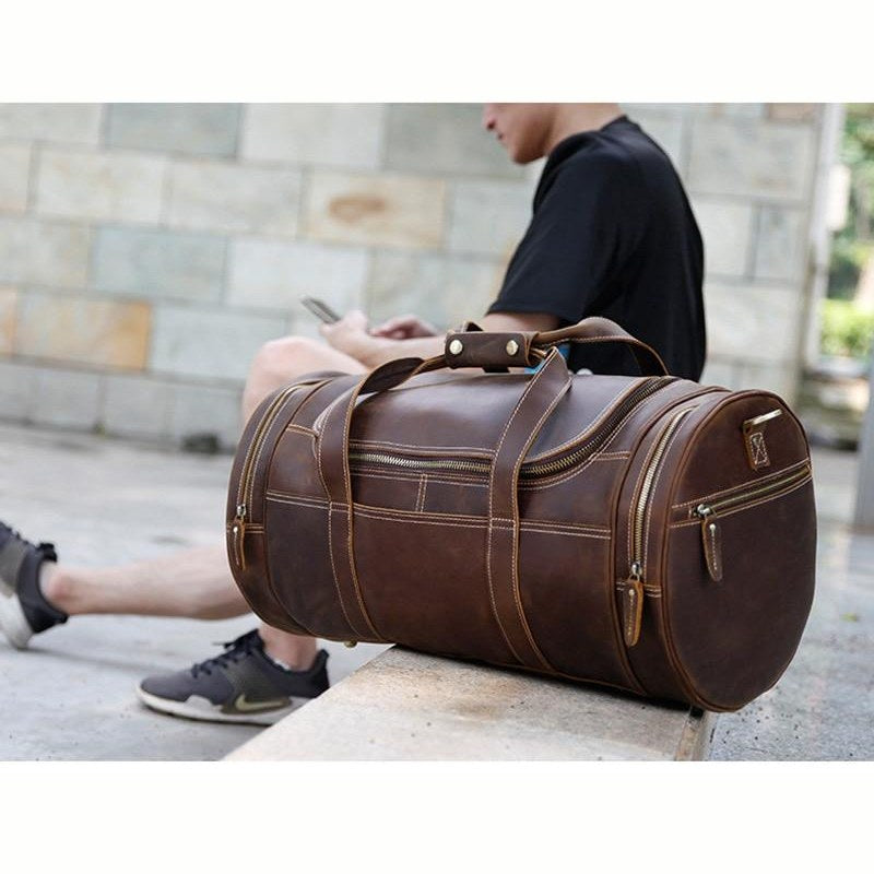 The Wainwright Weekender | Round Vintage Leather Weekender