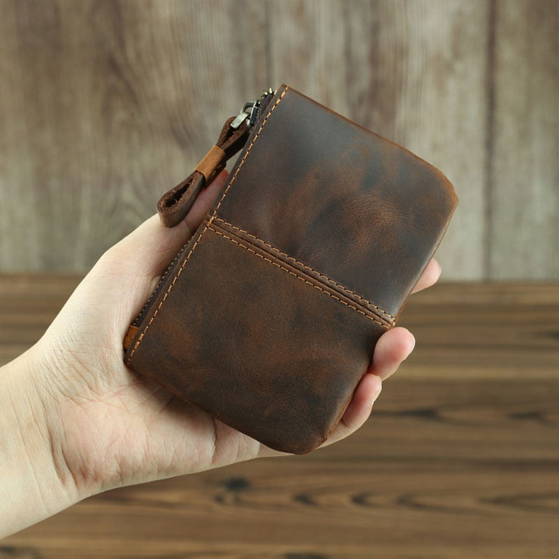 The Cael | Handmade Leather Coin Purse with Zipper