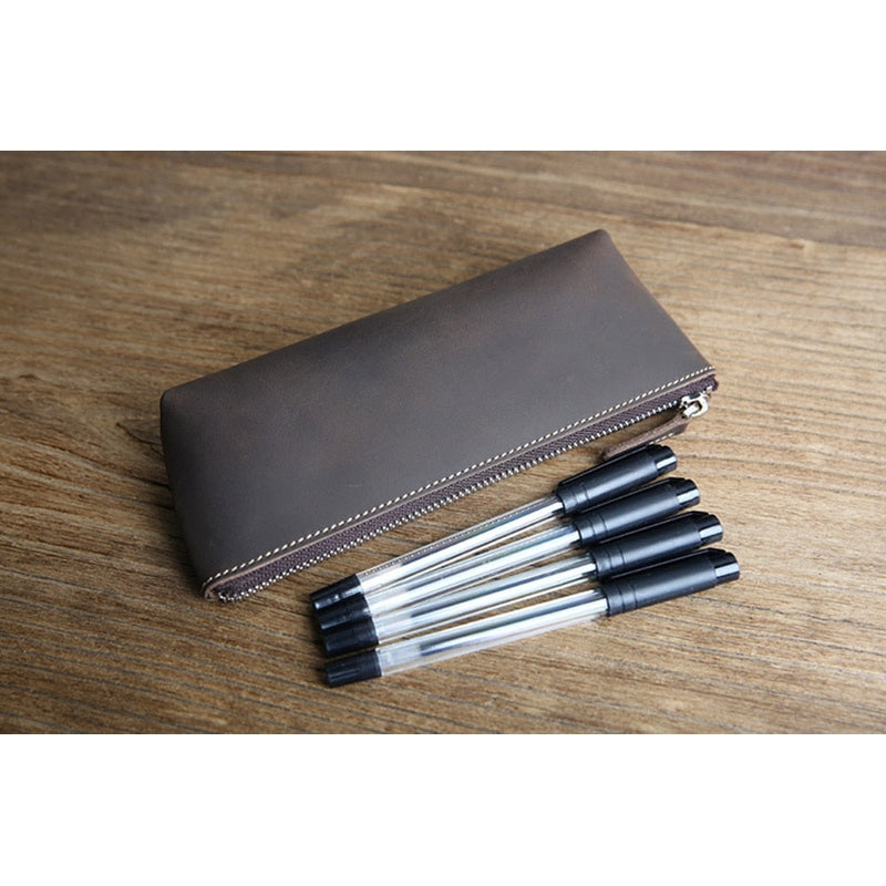 The Pallavi | Handmade Leather Pencil Case - Leather Makeup Bag