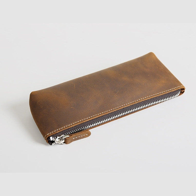 The Pallavi | Handmade Leather Pencil Case - Leather Makeup Bag